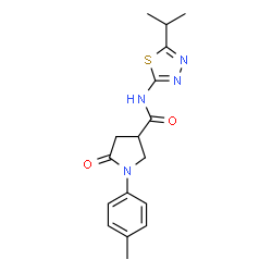 ChemSpider 2D Image | N-(5-Isopropyl-1,3,4-thiadiazol-2-yl)-1-(4-methylphenyl)-5-oxo-3-pyrrolidinecarboxamide | C17H20N4O2S