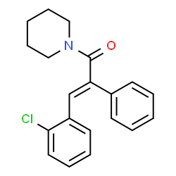 ChemSpider 2D Image | (2E)-3-(2-Chlorophenyl)-2-phenyl-1-(1-piperidinyl)-2-propen-1-one | C20H20ClNO