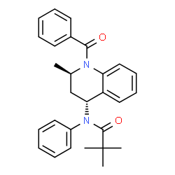 ChemSpider 2D Image | N-[(2R,4R)-1-Benzoyl-2-methyl-1,2,3,4-tetrahydro-4-quinolinyl]-2,2-dimethyl-N-phenylpropanamide | C28H30N2O2
