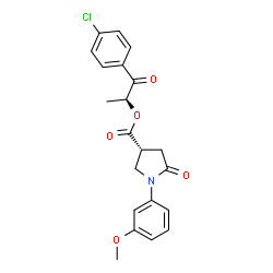 ChemSpider 2D Image | (2S)-1-(4-Chlorophenyl)-1-oxo-2-propanyl (3R)-1-(3-methoxyphenyl)-5-oxo-3-pyrrolidinecarboxylate | C21H20ClNO5