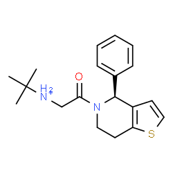 ChemSpider 2D Image | 2-Methyl-N-{2-oxo-2-[(4S)-4-phenyl-6,7-dihydrothieno[3,2-c]pyridin-5(4H)-yl]ethyl}-2-propanaminium | C19H25N2OS