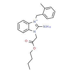 ChemSpider 2D Image | 2-Amino-1-(2-butoxy-2-oxoethyl)-3-(2-methylbenzyl)-1H-benzimidazol-3-ium | C21H26N3O2