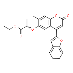 ChemSpider 2D Image | Ethyl (2S)-2-{[4-(1-benzofuran-2-yl)-7-methyl-2-oxo-2H-chromen-6-yl]oxy}propanoate | C23H20O6