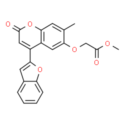 ChemSpider 2D Image | Methyl {[4-(1-benzofuran-2-yl)-7-methyl-2-oxo-2H-chromen-6-yl]oxy}acetate | C21H16O6