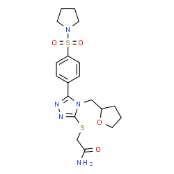 ChemSpider 2D Image | 2-({5-[4-(1-Pyrrolidinylsulfonyl)phenyl]-4-(tetrahydro-2-furanylmethyl)-4H-1,2,4-triazol-3-yl}sulfanyl)acetamide | C19H25N5O4S2
