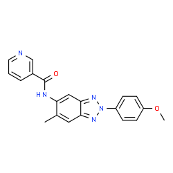 ChemSpider 2D Image | N-[2-(4-Methoxyphenyl)-6-methyl-2H-benzotriazol-5-yl]nicotinamide | C20H17N5O2