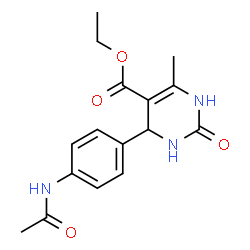 ChemSpider 2D Image | Ethyl 4-(4-acetamidophenyl)-6-methyl-2-oxo-1,2,3,4-tetrahydro-5-pyrimidinecarboxylate | C16H19N3O4