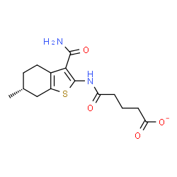 ChemSpider 2D Image | 5-{[(6R)-3-Carbamoyl-6-methyl-4,5,6,7-tetrahydro-1-benzothiophen-2-yl]amino}-5-oxopentanoate | C15H19N2O4S