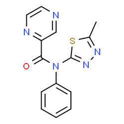 ChemSpider 2D Image | N-(5-Methyl-1,3,4-thiadiazol-2-yl)-N-phenyl-2-pyrazinecarboxamide | C14H11N5OS