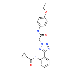 ChemSpider 2D Image | N-[2-(2-{2-[(4-Ethoxyphenyl)amino]-2-oxoethyl}-2H-tetrazol-5-yl)phenyl]cyclopropanecarboxamide | C21H22N6O3
