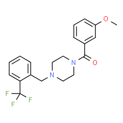 ChemSpider 2D Image | (3-Methoxyphenyl){4-[2-(trifluoromethyl)benzyl]-1-piperazinyl}methanone | C20H21F3N2O2