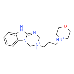 ChemSpider 2D Image | 3-[3-(Morpholin-4-ium-4-yl)propyl]-2,3,4,10-tetrahydro[1,3,5]triazino[1,2-a]benzimidazol-3-ium | C16H25N5O