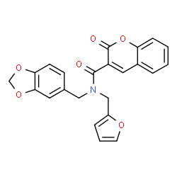 ChemSpider 2D Image | N-(1,3-Benzodioxol-5-ylmethyl)-N-(2-furylmethyl)-2-oxo-2H-chromene-3-carboxamide | C23H17NO6