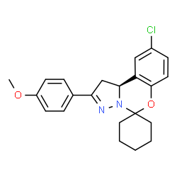 ChemSpider 2D Image | (10b'S)-9'-Chloro-2'-(4-methoxyphenyl)-1',10b'-dihydrospiro[cyclohexane-1,5'-pyrazolo[1,5-c][1,3]benzoxazine] | C22H23ClN2O2