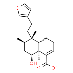 ChemSpider 2D Image | (4aS,5S,6R,8R,8aS)-5-[2-(3-Furyl)ethyl]-8-hydroxy-5,6,8a-trimethyl-3,4,4a,5,6,7,8,8a-octahydro-1-naphthalenecarboxylate | C20H27O4