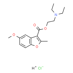 ChemSpider 2D Image | Hydrogen chloride 2-(diethylamino)ethyl 5-methoxy-2-methyl-1-benzofuran-3-carboxylate (1:1:1) | C17H24ClNO4