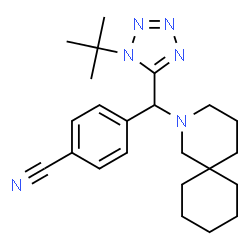 ChemSpider 2D Image | 4-[(2-Aza-spiro[5.5]undec-2-yl)-(1-tert-butyl-1H-tetrazol-5-yl)-methyl]-benzonitrile | C23H32N6