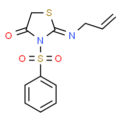 ChemSpider 2D Image | 2-[(Z)-Allylimino]-3-benzenesulfonyl-thiazolidin-4-one | C12H12N2O3S2