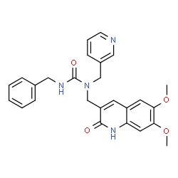 ChemSpider 2D Image | 1-[(6,7-dimethoxy-2-oxo-1H-quinolin-3-yl)methyl]-3-(phenylmethyl)-1-(3-pyridinylmethyl)urea | C26H26N4O4