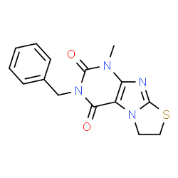 ChemSpider 2D Image | 3-Benzyl-1-methyl-6,7-dihydro-1H-thiazolo[2,3-f]purine-2,4-dione | C15H14N4O2S