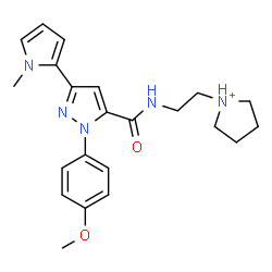 ChemSpider 2D Image | 1-[2-({[1-(4-Methoxyphenyl)-3-(1-methyl-1H-pyrrol-2-yl)-1H-pyrazol-5-yl]carbonyl}amino)ethyl]pyrrolidinium | C22H28N5O2