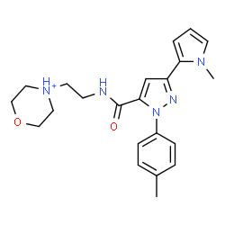 ChemSpider 2D Image | 4-[2-({[1-(4-Methylphenyl)-3-(1-methyl-1H-pyrrol-2-yl)-1H-pyrazol-5-yl]carbonyl}amino)ethyl]morpholin-4-ium | C22H28N5O2