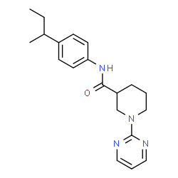 ChemSpider 2D Image | N-(4-sec-Butylphenyl)-1-(2-pyrimidinyl)-3-piperidinecarboxamide | C20H26N4O