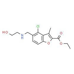 ChemSpider 2D Image | Ethyl 4-chloro-5-{[(2-hydroxyethyl)amino]methyl}-3-methyl-1-benzofuran-2-carboxylate | C15H18ClNO4