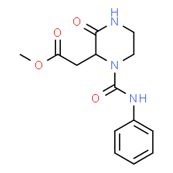 ChemSpider 2D Image | Methyl [3-oxo-1-(phenylcarbamoyl)-2-piperazinyl]acetate | C14H17N3O4