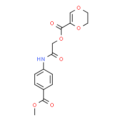 ChemSpider 2D Image | 2-{[4-(Methoxycarbonyl)phenyl]amino}-2-oxoethyl 5,6-dihydro-1,4-dioxine-2-carboxylate | C15H15NO7