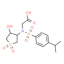 ChemSpider 2D Image | N-(4-Hydroxy-1,1-dioxidotetrahydro-3-thiophenyl)-N-[(4-isopropylphenyl)sulfonyl]glycine | C15H21NO7S2