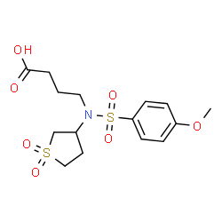 ChemSpider 2D Image | 4-{(1,1-Dioxidotetrahydro-3-thiophenyl)[(4-methoxyphenyl)sulfonyl]amino}butanoic acid | C15H21NO7S2