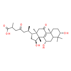 ChemSpider 2D Image | (3beta,5xi,7beta,15alpha)-3,7,15-Trihydroxy-11,23-dioxolanost-8-en-26-oic acid | C30H46O7