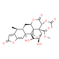 ChemSpider 2D Image | Methyl (1S,2S,3R,4S,5S,8R,9S,10R,13R,15S,16S)-10-acetoxy-3,4-dihydroxy-1,16-dimethyl-11,19-dioxo-6,12,20-trioxahexacyclo[13.7.0.0~2,8~.0~5,9~.0~8,13~.0~17,21~]docosa-17,21-diene-9-carboxylate | C25H28O11