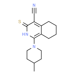 ChemSpider 2D Image | 1-(4-Methyl-1-piperidinyl)-3-thioxo-2,3,5,6,7,8-hexahydro-4-isoquinolinecarbonitrile | C16H21N3S