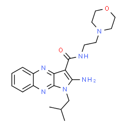 ChemSpider 2D Image | 2-Amino-1-isobutyl-N-[2-(4-morpholinyl)ethyl]-1H-pyrrolo[2,3-b]quinoxaline-3-carboxamide | C21H28N6O2
