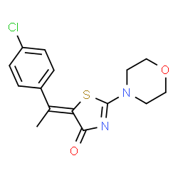 ChemSpider 2D Image | (5Z)-5-[1-(4-Chlorophenyl)ethylidene]-2-(4-morpholinyl)-1,3-thiazol-4(5H)-one | C15H15ClN2O2S