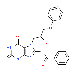 ChemSpider 2D Image | 7-(2-Hydroxy-3-phenoxypropyl)-3-methyl-2,6-dioxo-2,3,6,7-tetrahydro-1H-purin-8-yl benzoate | C22H20N4O6