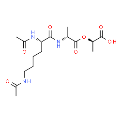 ChemSpider 2D Image | (1R)-1-Carboxyethyl N~2~,N~6~-diacetyl-L-lysyl-D-alaninate | C16H27N3O7