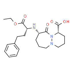 ChemSpider 2D Image | (1S,9S)-9-{[(2R)-1-Ethoxy-1-oxo-4-phenyl-2-butanyl]amino}-10-oxooctahydro-6H-pyridazino[1,2-a][1,2]diazepine-1-carboxylic acid | C22H31N3O5