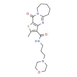 ChemSpider 2D Image | 2-Methyl-N-[3-(4-morpholinyl)propyl]-11-oxo-5,6,7,8,9,11-hexahydrothieno[3',2':4,5]pyrimido[1,2-a]azepine-3-carboxamide | C20H28N4O3S