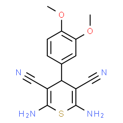 ChemSpider 2D Image | 2,6-Diamino-4-(3,4-dimethoxyphenyl)-4H-thiopyran-3,5-dicarbonitrile | C15H14N4O2S