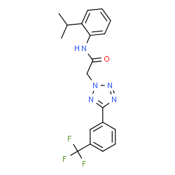 ChemSpider 2D Image | N-(2-Isopropylphenyl)-2-{5-[3-(trifluoromethyl)phenyl]-2H-tetrazol-2-yl}acetamide | C19H18F3N5O