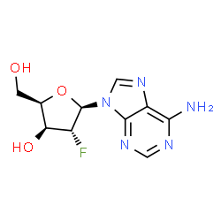 ChemSpider 2D Image | 9-(2-Deoxy-2-fluoro-beta-D-xylofuranosyl)-9H-purin-6-amine | C10H12FN5O3