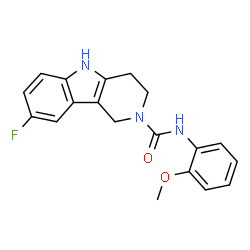 ChemSpider 2D Image | 8-Fluoro-N-(2-methoxyphenyl)-1,3,4,5-tetrahydro-2H-pyrido[4,3-b]indole-2-carboxamide | C19H18FN3O2