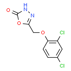 ChemSpider 2D Image | 5-[(2,4-Dichlorophenoxy)methyl]-1,3,4-oxadiazol-2(3H)-one | C9H6Cl2N2O3
