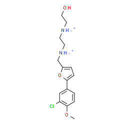 ChemSpider 2D Image | N-{[5-(3-Chloro-4-methoxyphenyl)-2-furyl]methyl}-N'-(2-hydroxyethyl)-1,2-ethanediaminium | C16H23ClN2O3