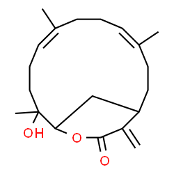 ChemSpider 2D Image | (4Z,8Z)-12-Hydroxy-4,8,12-trimethyl-16-methylene-14-oxabicyclo[11.3.1]heptadeca-4,8-dien-15-one | C20H30O3