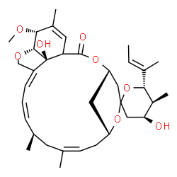 ChemSpider 2D Image | (4S,4'S,5S,6S,8'R,10'Z,13'R,14'Z,16'Z,20'R,21'R,24'S)-6-[(2E)-2-Buten-2-yl]-4,24'-dihydroxy-21'-methoxy-5,11',13',22'-tetramethyl-3,4,5,6-tetrahydro-2'H-spiro[pyran-2,6'-[3,7,19]trioxatetracyclo[15.6.
1.1~4,8~.0~20,24~]pentacosa[10,14,16,22]tetraen]-2'-one | C35H50O8