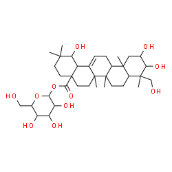 ChemSpider 2D Image | 1-O-(2,3,19,23-Tetrahydroxy-28-oxoolean-12-en-28-yl)hexopyranose | C36H58O11
